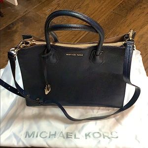 Michael Kors Mercer Navy Leather Tote